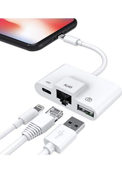 Apple Iphone/ipad Lightning To Ethernet RJ45 Dönüştürücü Adaptörü Lightning To Ethernet RJ45