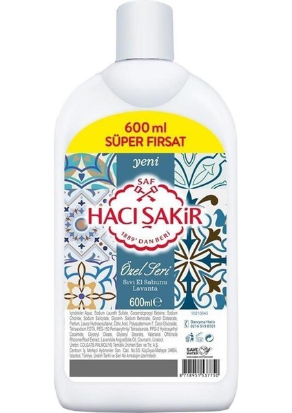 Hacı Şakir Özel Seri Sıvı El Sabunu Lavanta 600 ml