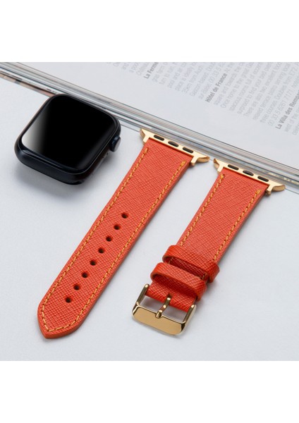 Apple Watch Kordon 42MM 44MM 45MM 49MM 3 / 4 / 5 / 6 / se / 7 / 8 / 9 / Ultra / Ultra 2 Deri Kordon Turuncu fiyatları