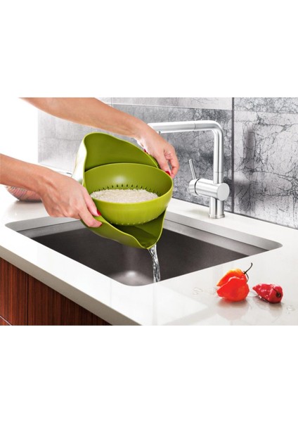 360 Derece Dönebilir Pratik Hazneli Süzgeç