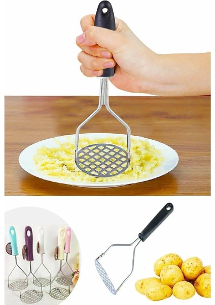 Renkli Saplı Metal Patates Ezici