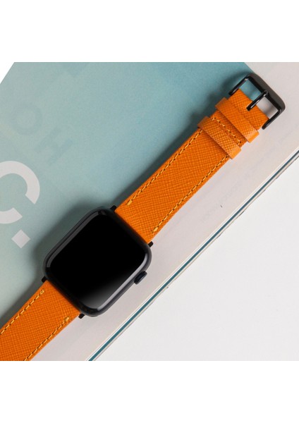 Apple Watch 42MM 44MM 45MM 49MM 3 / 4 / 5 / 6 / se / 7 / 8 / 9 / Ultra / Ultra 2 Deri Kordon Sarı