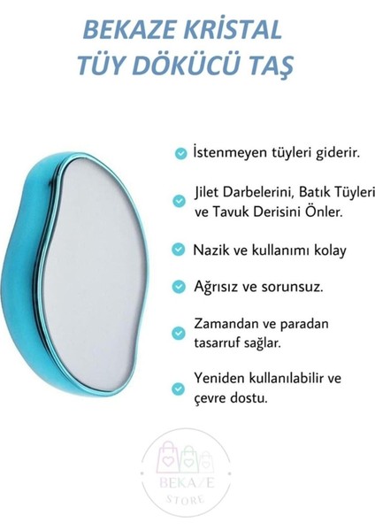 EC Shop Lupix Crystal Eraser Epilasyon Aleti, Tüy Dökücü, Tüy Silgisi, Kristal Taş-Mavi