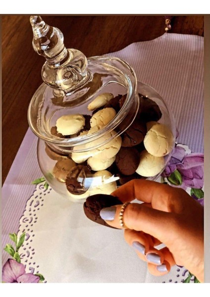 Ayaklı Kapaklı Cam Kurabiyelik & Şekerlik