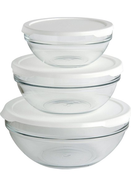 Chefs 3'lü Saklama Kabı Beyaz Kapaklı