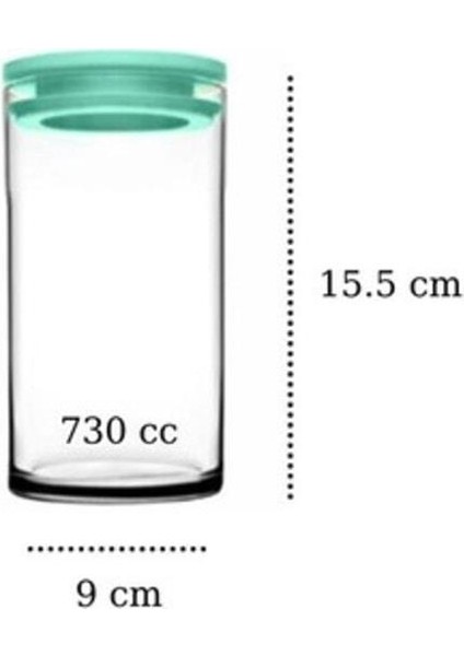 43736 Breakfast 12'li Turkuaz Kapaklı Vakumlu Kavanoz 730CC