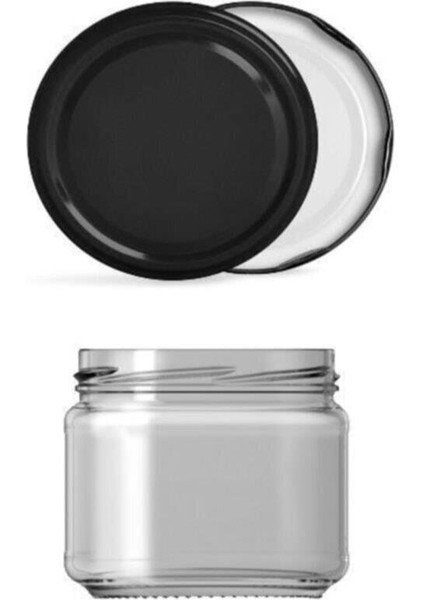 Cam Kavanoz 300 cc Siyah Kapaklı 6 Adet Magnolia