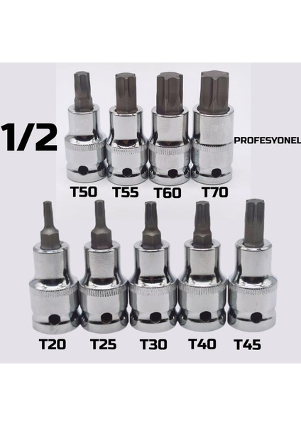 Özgüntic. Torx Lokma Seti 9 Parça 1/2 Lokmalı Torx Set Pro Torks Lokma Seti 9 Parça