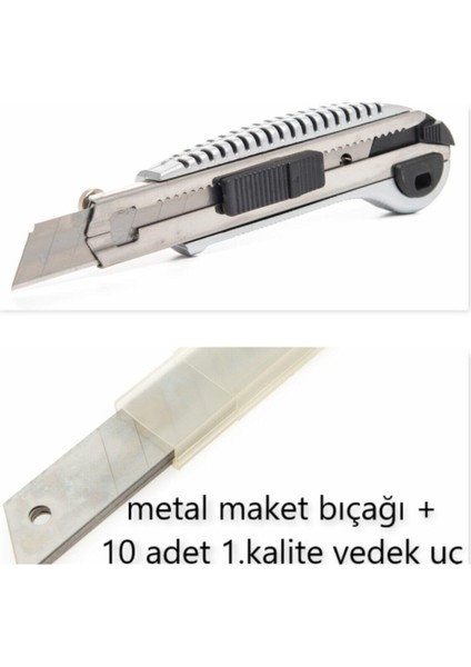 Metal Maket Bıçağı Falçata 10 Adet Maket Bıçağı Yedeği