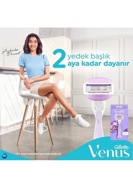Gillette Venüs Breeze Kadın Tıraş Makinesi 2 Yedek Başlık Makyaj Çantası Hediyeli