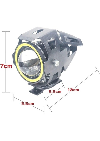 Motosiklet Sis Farı U7 LED Uyumlu Mercekli 2 Adet Uzun Kısalı + Çakarlı fiyatları