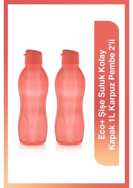 Eco+ Şişe Suluk Kolay Kapak 1l Karpuz Pembe 2'li