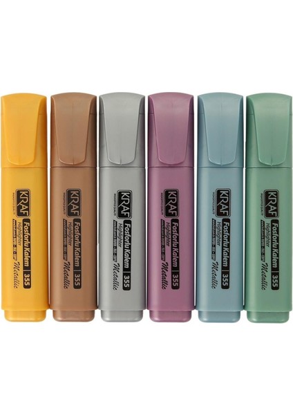 Fosforlu Kalem Seti 12 Renk 6 Metalik 6 Pastel Ergonomik Uç 2-4 mm fiyatları