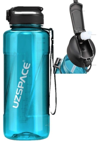 1,5 Litre (1500 Ml) Turkuaz Büyük Boy Spor ve Günlük Matara / Suluk - Silion Pipet Ağızlık