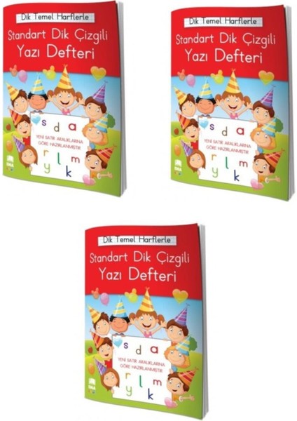 24 Yaprak A5 Orta Boy Standart Dik Çizgili Güzel Yazı Defteri 3 Adet