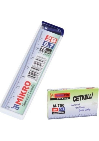 75 mm Cetvelli Kalem Ucu 0.7 mm - 5 Adet