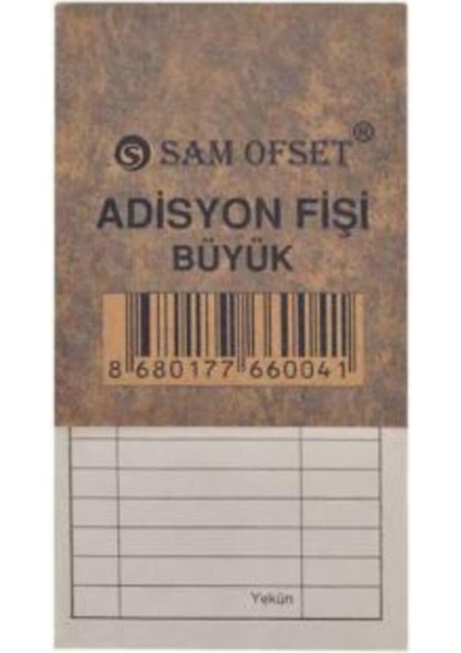 Adisyon Fişi Büyük Boy (9X16,5 Cm) 100 Yapraklı Numaratörlü 36 Adet Adisyon Fişi Büyük Boy 36