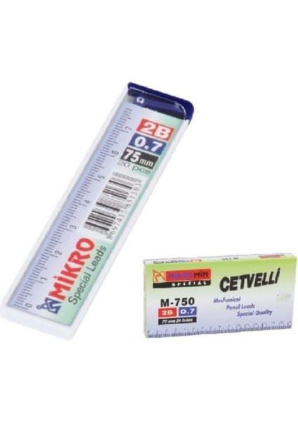 Min Cetvelli 2b Kalem Ucu 75MM 24 Tüp (1 Paket 24 Tüp Uç)