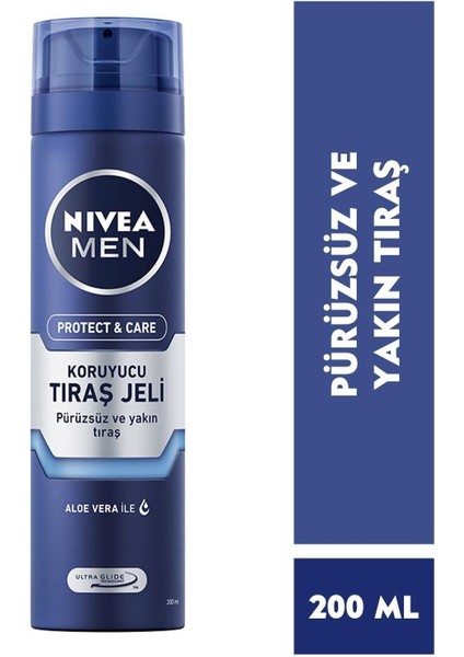 Men Protect&care Tıraş Jeli 200 ml Kuru Ciltler Için Pürüzsüz Tıraş