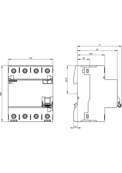 5SV4344-0 40A 30MA 400V (3 Faz+Nötr) Kaçak Akım Koruma Rölesi