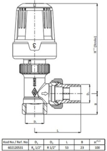 Eca Termostatik Vana Trv3 1/2&quot; Köşe Tipi