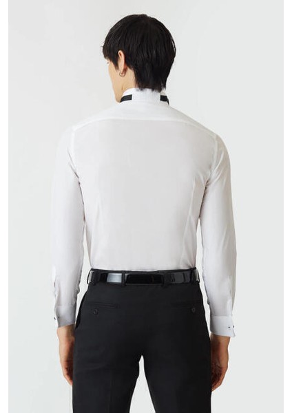 Slim Fit Ata Yaka Beyaz Erkek Smokin Gömlek GM21K212060_K01 fiyatları