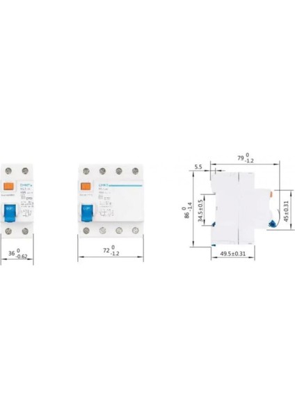 Chint Electric Chint Nl1 Serisi Ac Tipi 4X63A Kaçak Akım Rölesi 6ka 300MA 200231