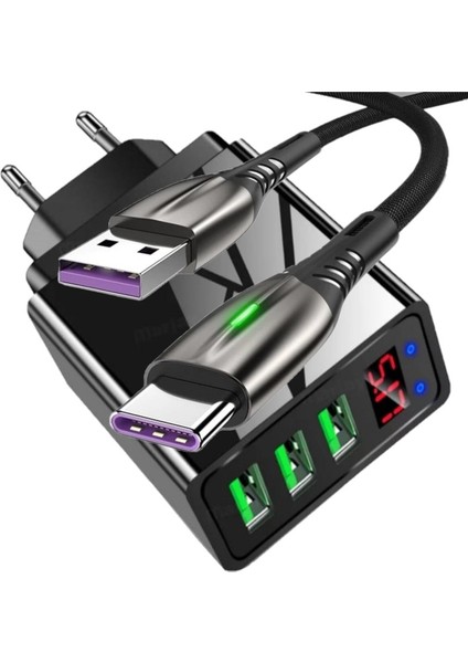 A8 Çoklu Şarj Adaptörü+ J2 Type-C 5A/100W Şarj Kablosu -2mt