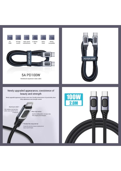 C7 (Type-C)+Micro Usb Girişli Şarj Adaptörü-36W + C7 Type-C To Type-C 5A/100W Şarj Kablosu -2mt