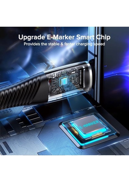 C7 (Type-C)+Micro Usb Girişli Şarj Adaptörü-36W + C5 Type-C To Type-C 5A/100W Şarj Kablosu -2mt