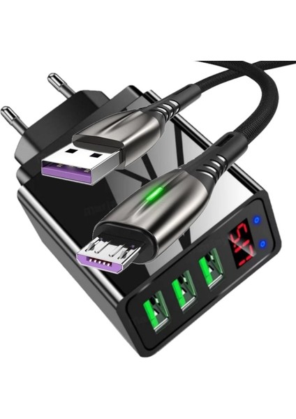 A8 Çoklu Şarj Adaptörü+ J2 Micro Usb 5A/100W Şarj Kablosu -2mt