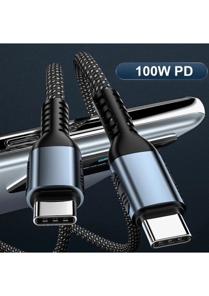 C6 Type-C+3 Usb Port Şarj Adaptörü + C6 Type-C To Type-C 5A/100W Şarj ve Data Kablosu -2mt