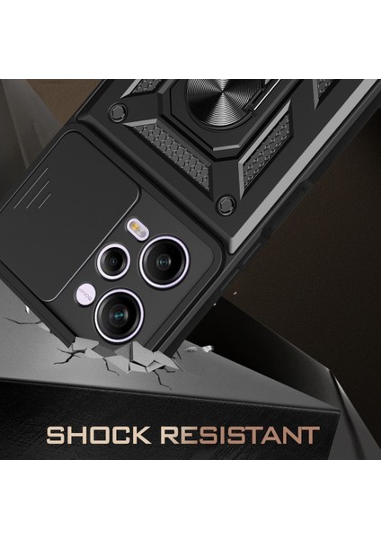 Casestreet Xiaomi Redmi Note 12 Pro 5g Kılıf Sert Silikon Tank Aramid Sürgülü Vega Yüzüklü Siyah fiyatları