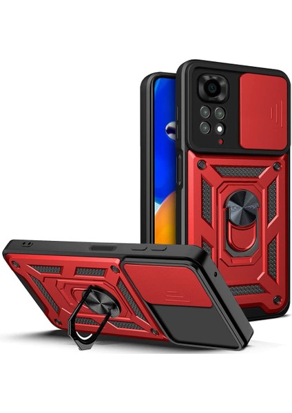 Xiaomi Redmi Note 12 Pro 4g Uyumlu Kılıf Kamera Korumalı Sürgülü Yüzüklü Armor Military Tank