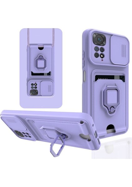 Xiaomi Redmi Note 12 Pro 4g Uyumlu Kılıf Kamera Korumalı Kızaklı Lens Yüzüklü Kartvizit Ipli Silikon