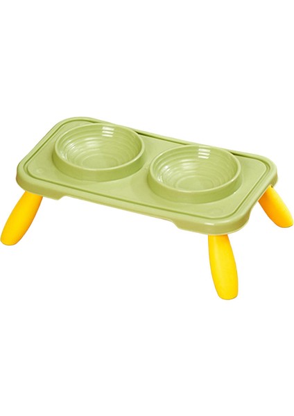 Çift Köpek Kaseleri Su ve Yemek Kaseleri Köpekler Için Hafif Dayanıklı Kedi Kaseleri Yeşil Sarı (Yurt Dışından)