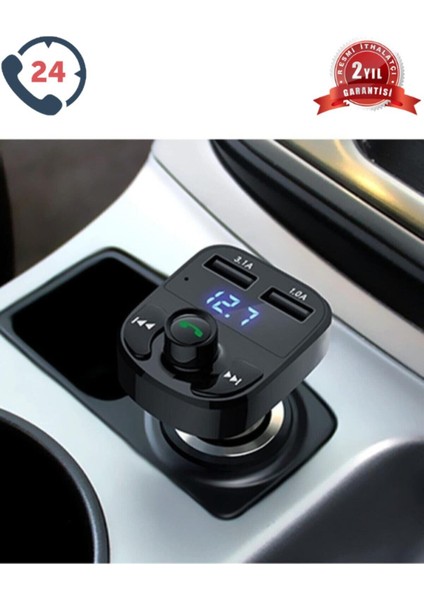 2022 Yeni Model Araç Fm Transmitter 5.0 Bluetooth Araç Kiti USB Mp3 Sd Kart Çakmaklık Girişli