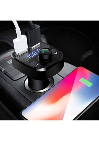 2022 Yeni Model Araç Fm Transmitter 5.0 Bluetooth Araç Kiti USB Mp3 Sd Kart Çakmaklık Girişli