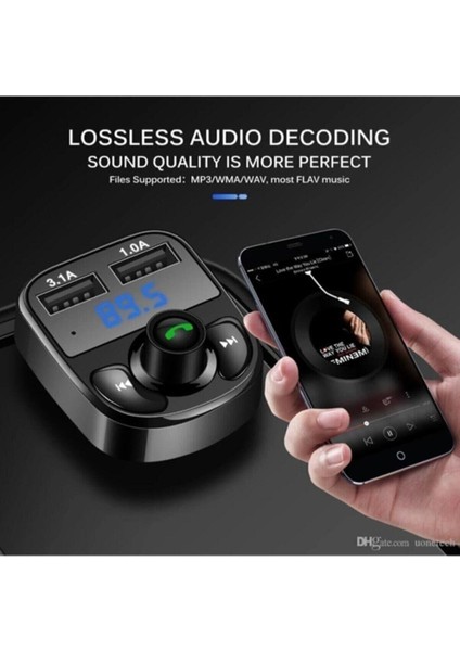 Car X8 Araç Fm Transmitter 5.0 Bluetooth Araç Kiti USB Mp3 Sd Kart Çakmaklık Girişli 2022 Model fiyatları