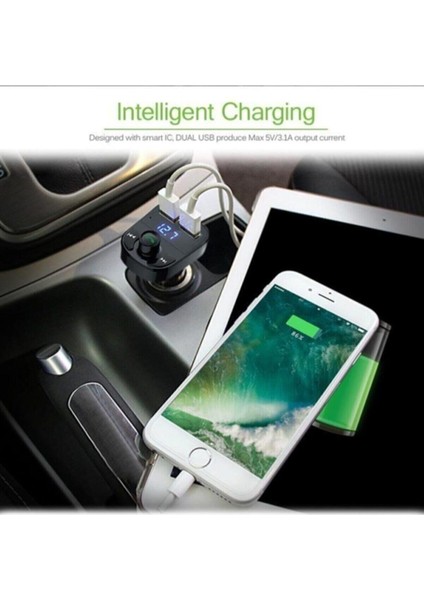Car X8 Araç Fm Transmitter 5.0 Bluetooth Araç Kiti USB Mp3 Sd Kart Çakmaklık Girişli 2022 Model modelleri