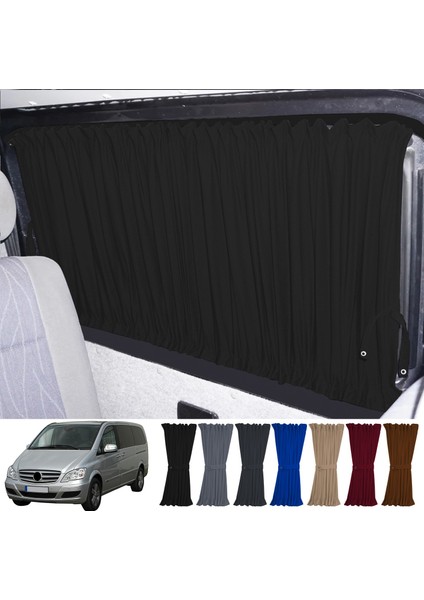 Mercedes Vito W639 5 Cam 2003-2014 Uyumlu Siyah Raylı Oto Perde Takımı