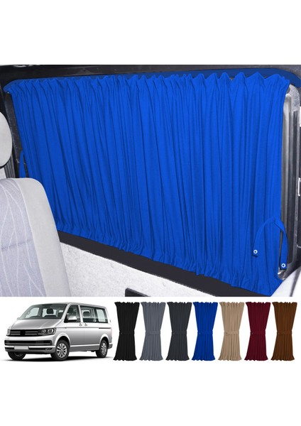 Volkswagen Transporter Caravelle T5/t6/t7 Uzun Şase 2003-2022 Uyumlu Mavi Raylı Oto Perde Takımı