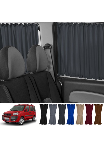 Fiat Doblo I 2000-2010 Uyumlu Füme Raylı Oto Perde Takımı