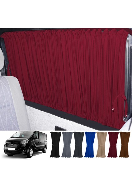 Renault Trafic 2015+ Uyumlu Bordo Raylı Oto Perde Takımı
