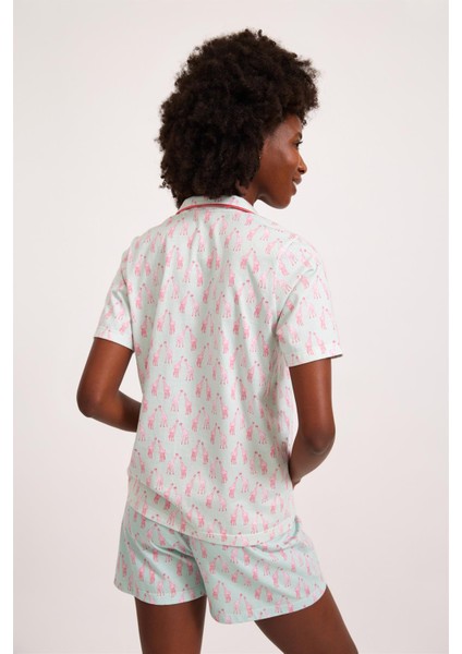 Fun Giraffe Düğmeli Kadın Pijama Üst Yeşil fiyatları