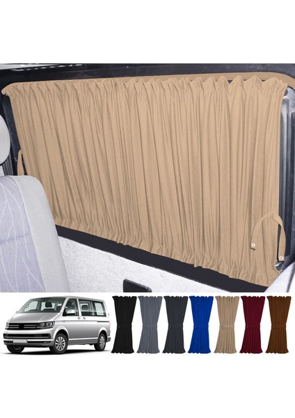 Oto Pandami Volkswagen Transporter T5/t6/t7 Uzun Şase 2003-2022 Uyumlu Krem Raylı Oto Perde Takımı