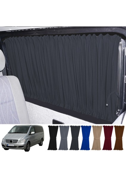 Mercedes Vito W639 5 Cam 2003-2014 Uyumlu Füme Raylı Oto Perde Takımı