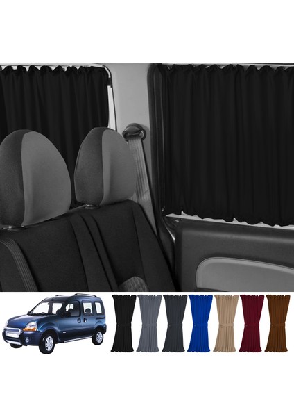 Renault Kangoo 1 . Nesil Kısa Şase 1997-2009 Uyumlu Siyah Raylı Oto Perde Takımı