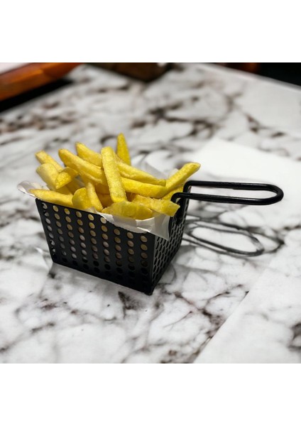 Mini Patateslik Firütöz Sepeti Patates Kızartma Sunum Sepeti Siyah modelleri