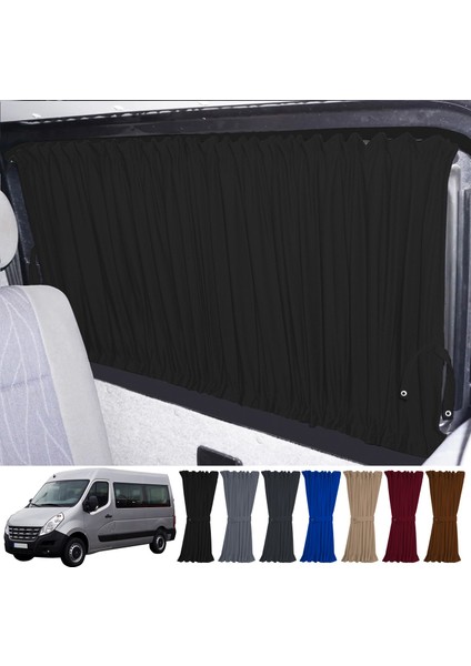 Oto Pandami Renault Master 3. Nesil Uzun Şase 2010+ Uyumlu Siyah Raylı Oto Perde Takımı